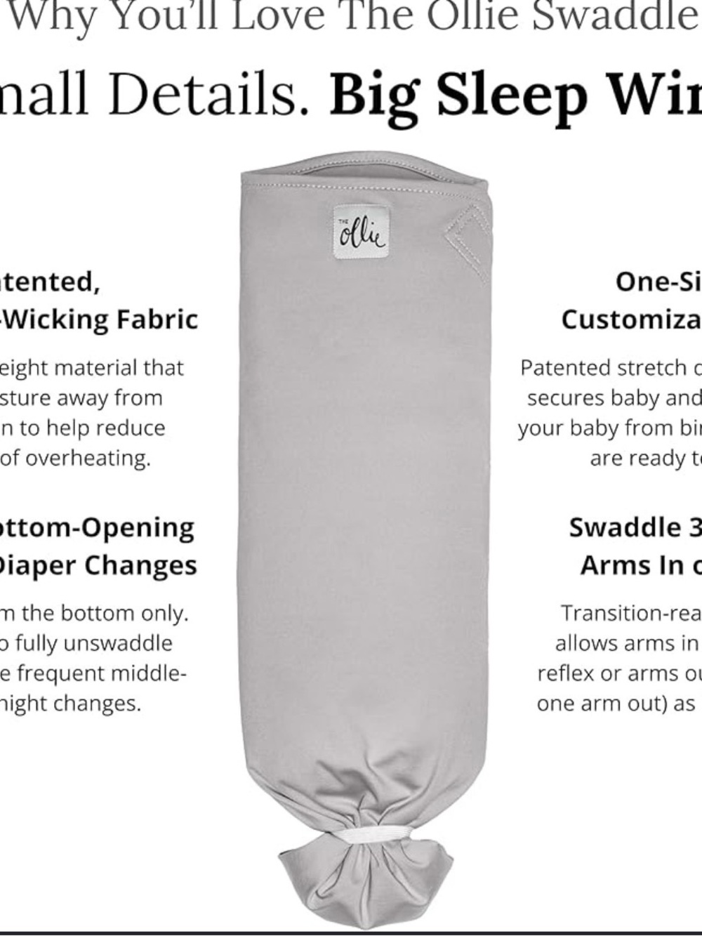 Ollie Grey Swaddle Sleep Sack for Babies